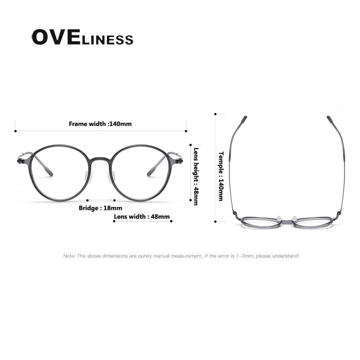 Oveliness Unisex Full Rim Round Screwless Titanium Eyeglasses 8634 Full Rim Oveliness   