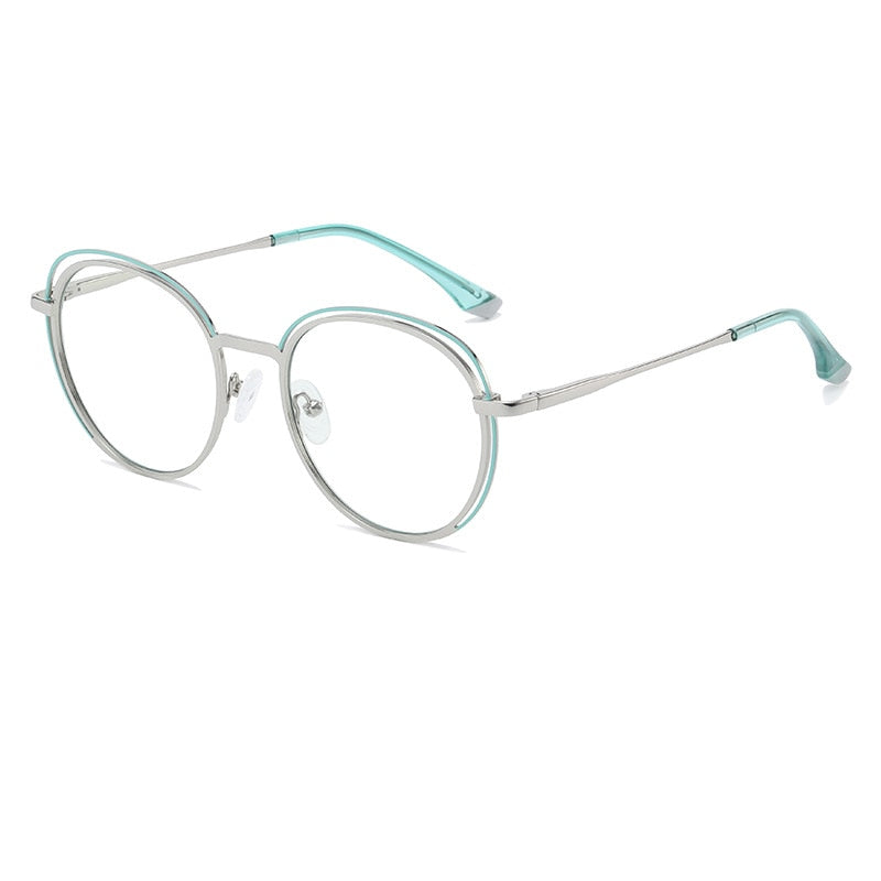 CCSpace Women's Full Rim Round Square Stainless Steel Eyeglasses 54968 Full Rim CCspace China Green 