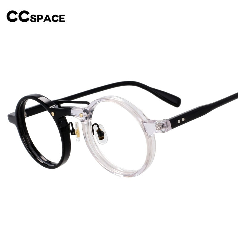 CCSpace Unisex Full Rim Round Acetate Alloy Double Bridge Frame Eyeglasses 54554 Full Rim CCspace   
