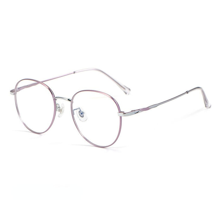 Kansept Women's Full Rim Round Titanium Alloy Eyeglasses 0253020 Full Rim Kansept Purple silver  