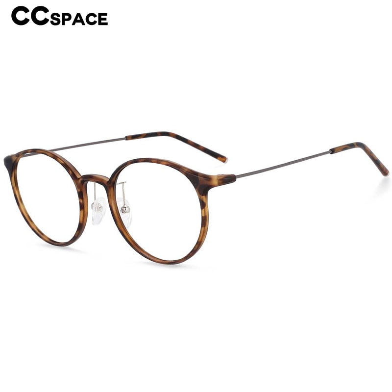 CCspace Unisex Full Rim Round Tr 90 Titanium Frame Eyeglasses 54274 Full Rim CCspace   