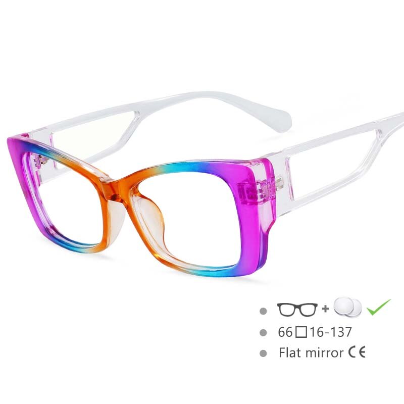 CCSpace Women's Full Rim Square Resin Frame Rainbow Eyeglasses 54537 Full Rim CCspace C10 China 