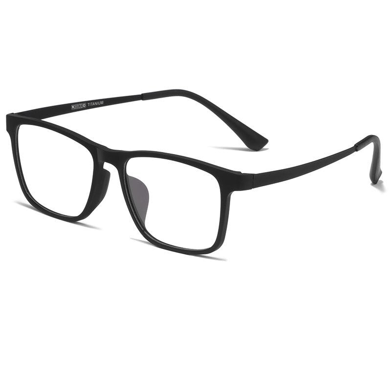 KatKani Unisex Full Rim Square Tr 90 Titanium  Reading Glasses Anti Blue Light Black Hr3068 Reading Glasses KatKani Eyeglasses 0 Black 