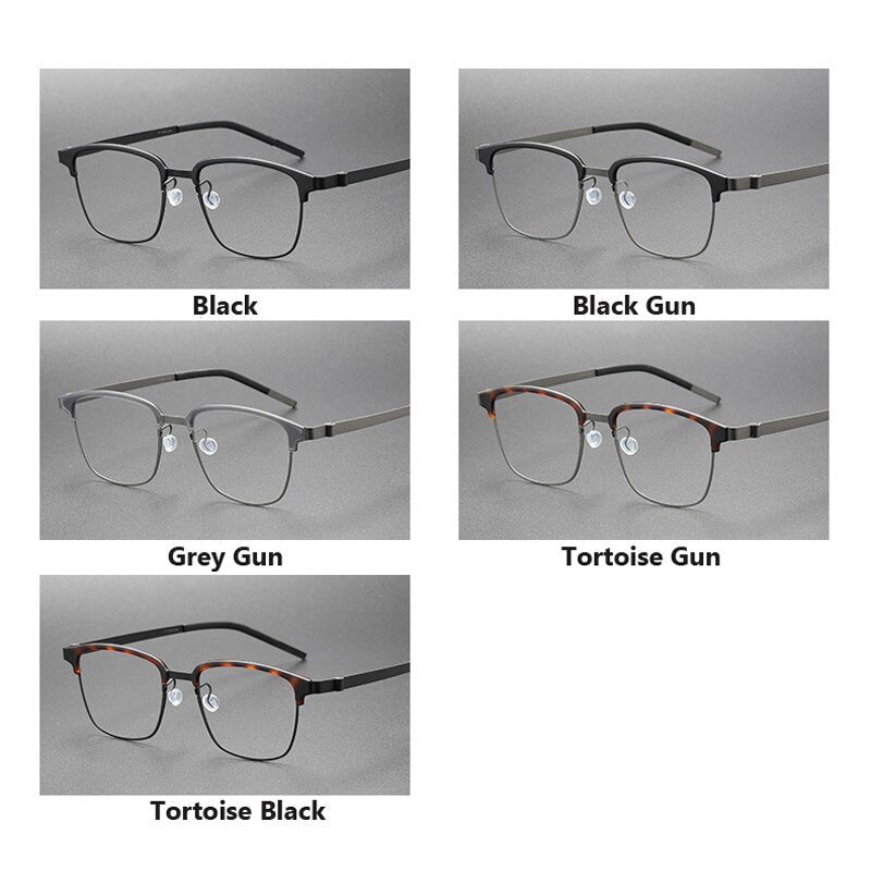 Oveliness Unisex Full Rim Square Screwless Acetate Titanium Eyeglasses 9835 Full Rim Oveliness   