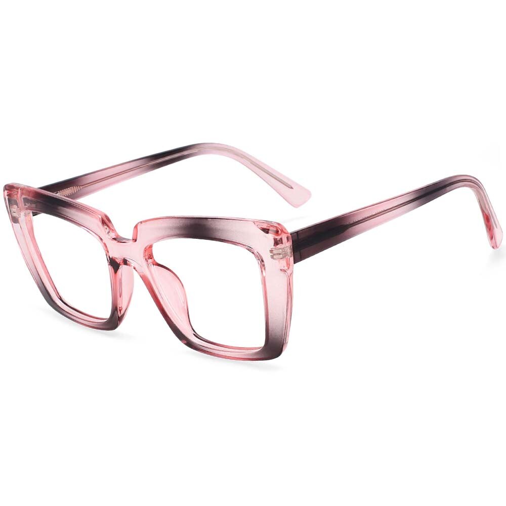 CCSpace Women's Full Rim Big Square Acetate Frame Eyeglasses 54340 Full Rim CCspace China Pink-Gray 