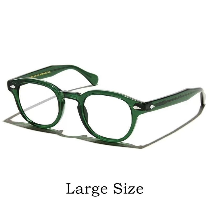 Yimaruili Unisex Full Rim Round Acetate Eyeglasses Three Sizes Y1915 Full Rim Yimaruili Eyeglasses L Green  