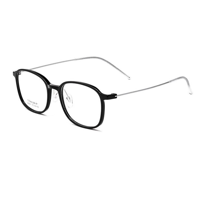 Hotochki Men's Full Rim Rectangle Titanium Ip Electroplated Frame Eyeglasses Pt2219 Full Rim Hotochki black  