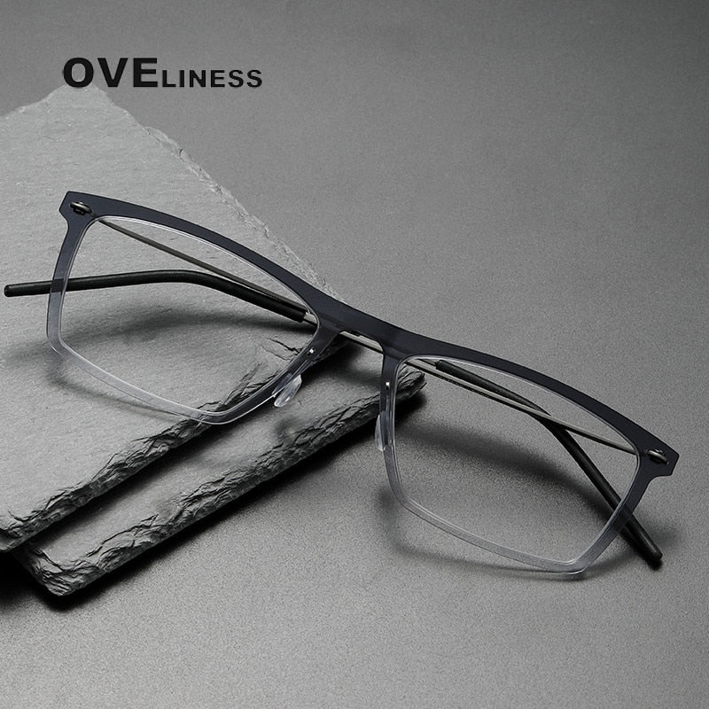 Oveliness Unisex Full Rim Square Titanium Acetate Eyeglasses 6533 Full Rim Oveliness   