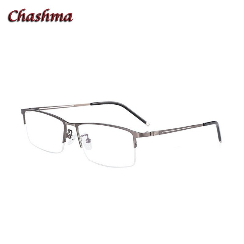 Chashma Ochki Men's Semi Rim Square Alloy Eyeglasses 9070 Semi Rim Chashma Ochki Gray  