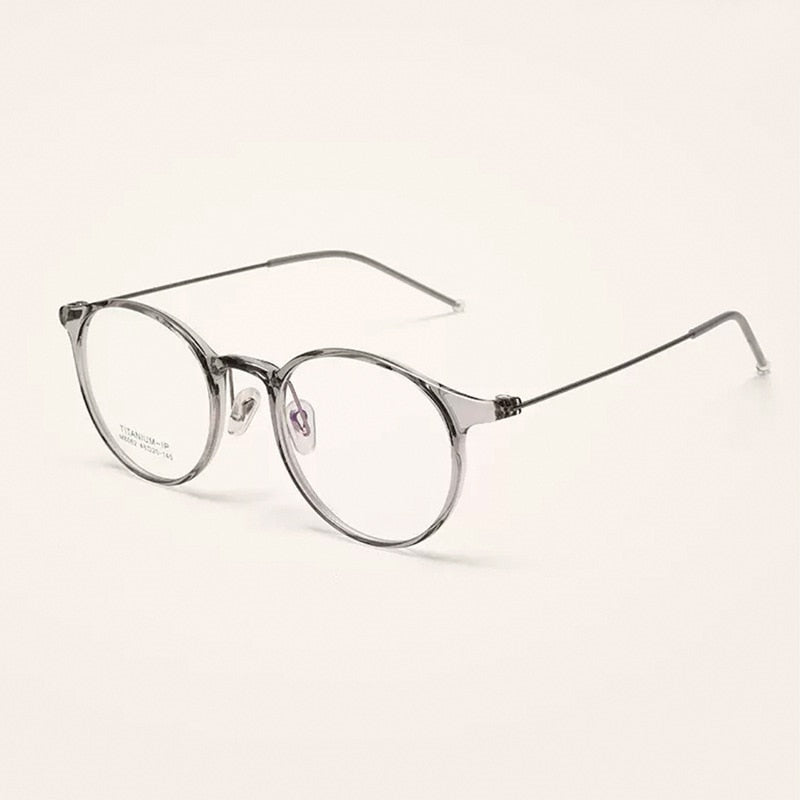 Yimaruili Unisex Full Rim Round Tr 90 Titanium Eyeglasses M8062 Full Rim Yimaruili Eyeglasses Transparent Gray  