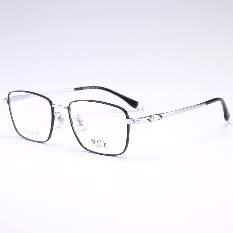 Bclear Men's Full Rim Square Titanium Frame Eyeglasses My004 Full Rim Bclear black silver  