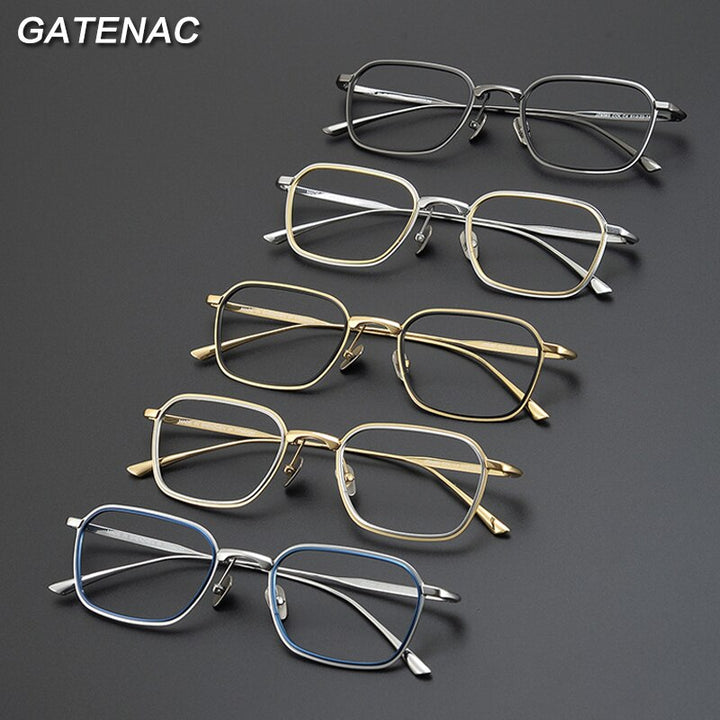Gatenac Unisex Full Rim Square Titanium Eyeglasses Gxyj972 Full Rim Gatenac   