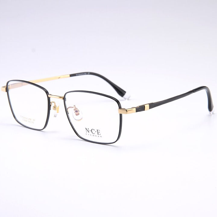 Zirosat Unisex Full Rim Square Titanium Eyeglasses T004 Full Rim Zirosat black-golden  