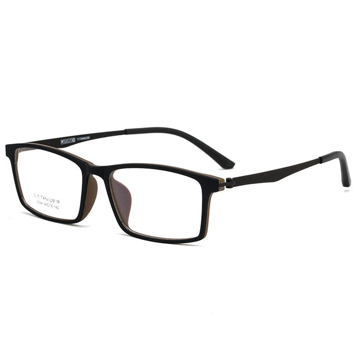Yimaruili Unisex Full Rim Square Tr 90 Titanium Eyeglasses 023094 Full Rim Yimaruili Eyeglasses Black Coffee  