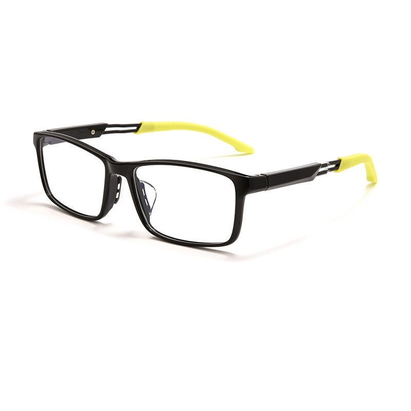 Yimaruili Unisex Full Rim Square Ultem Silicone Sports Eyeglasses 6202g Full Rim Yimaruili Eyeglasses Black Yellow  