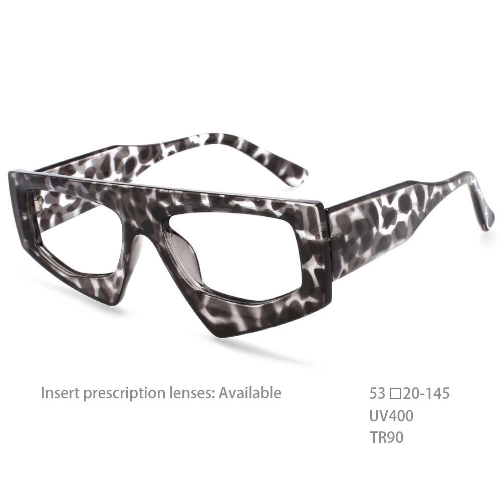 CCSpace Unisex Full Rim Irregular Rectangle Resin Frame Eyeglasses 54421 Full Rim CCspace China Gray-leopard 