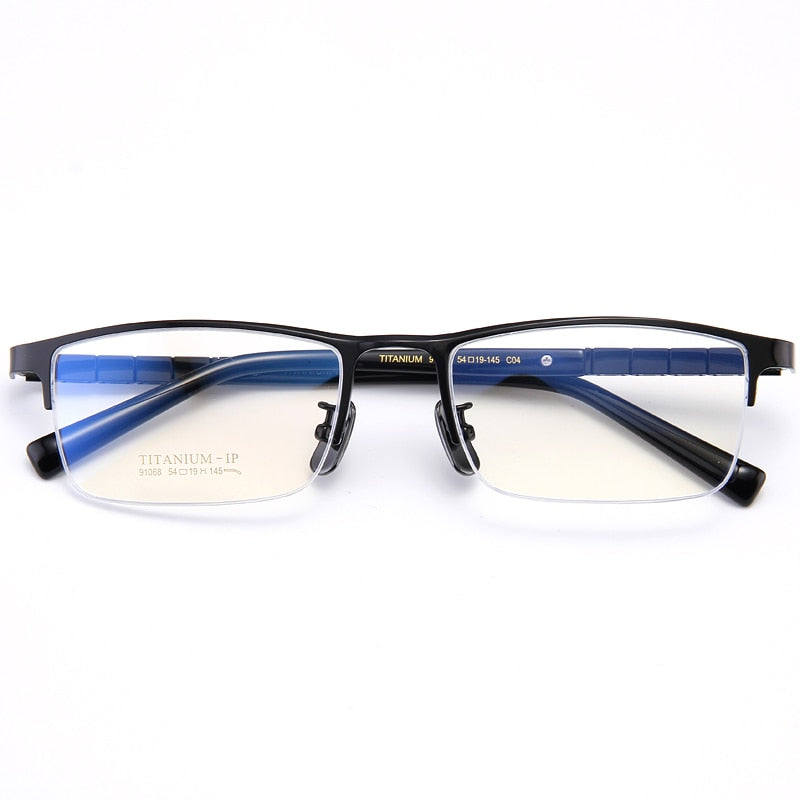 Bclear Men's Semi Rim Square Titanium Eyeglasses My91068 Semi Rim Bclear   