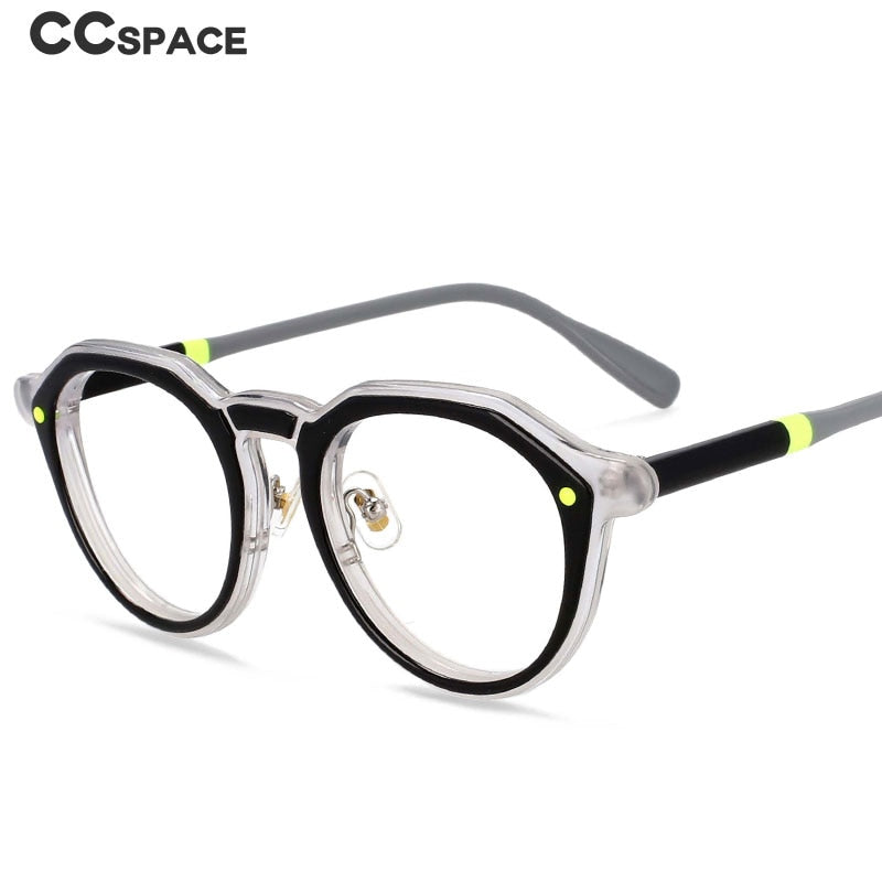 CCSpace Unisex Full Rim Round Acetate Frame Eyeglasses 54541 Full Rim CCspace   