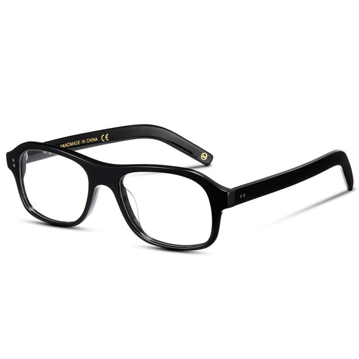 Cubojue Unisex Full Rim Square Acetate Myopic Reading Glasses Col105 Reading Glasses Cubojue no function lens 0 Black 
