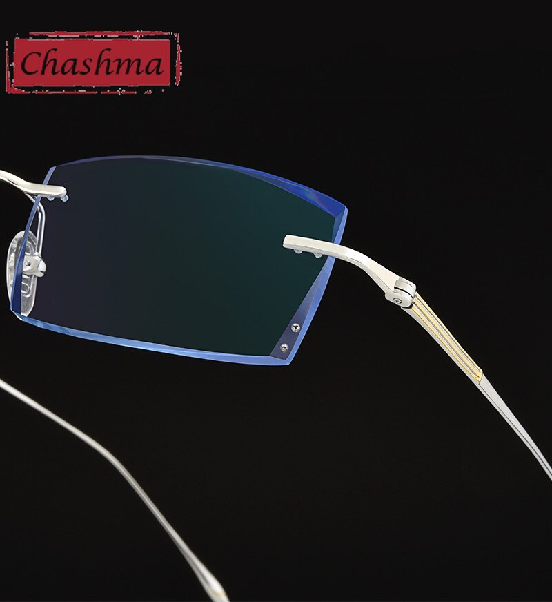 Chashma Ottica Men's Rimless Square Titanium Eyeglasses Tinted Lenses 9083 Rimless Chashma Ottica   