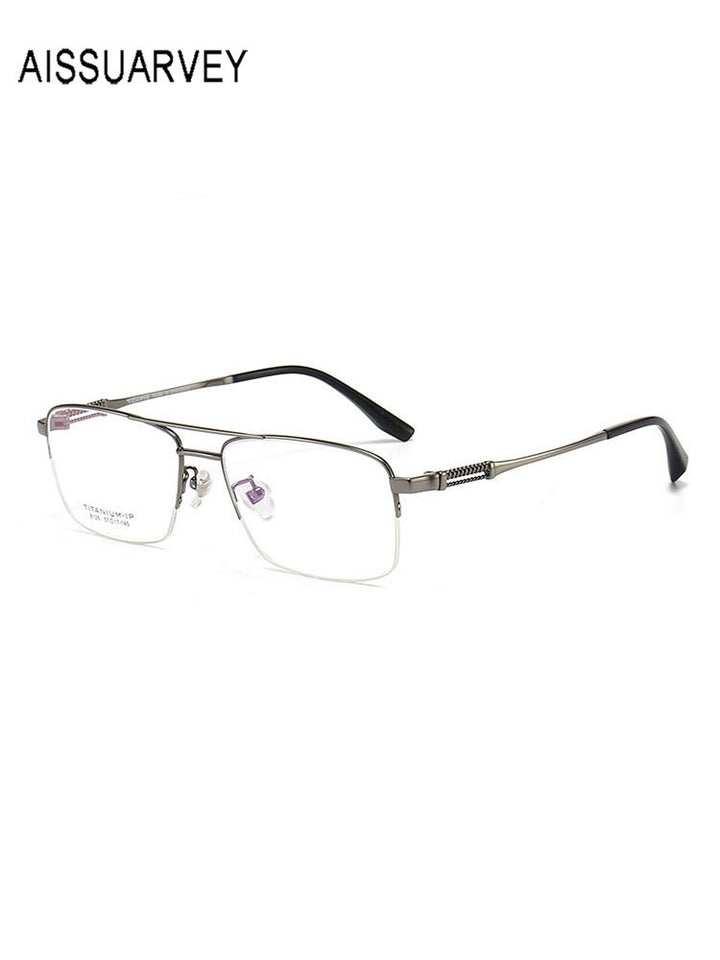 Aissuarvey Men's Large Semi Rim Square Titanium Frame Eyeglasses 8126 Semi Rim Aissuarvey Eyeglasses   