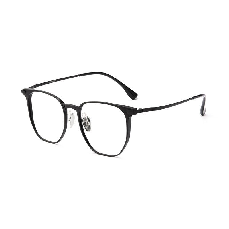 KatKani Unisex Full Rim Square Titanium Aluminum Magnesium Eyeglasses L5069m Full Rim KatKani Eyeglasses Black  