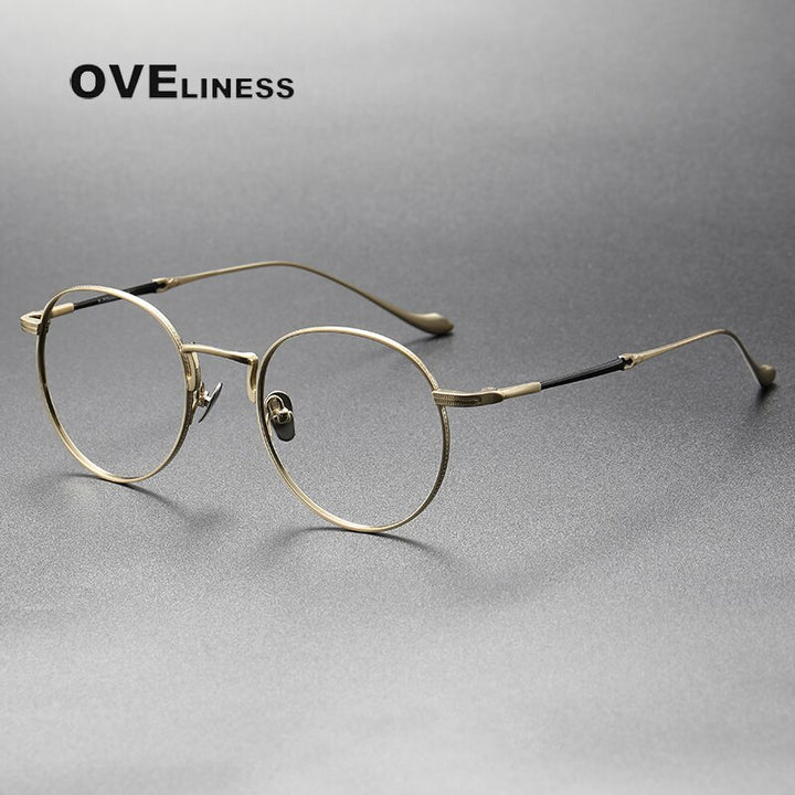 Oveliness Unisex Full Rim Round Titanium Eyeglasses 3058 Full Rim Oveliness gold  