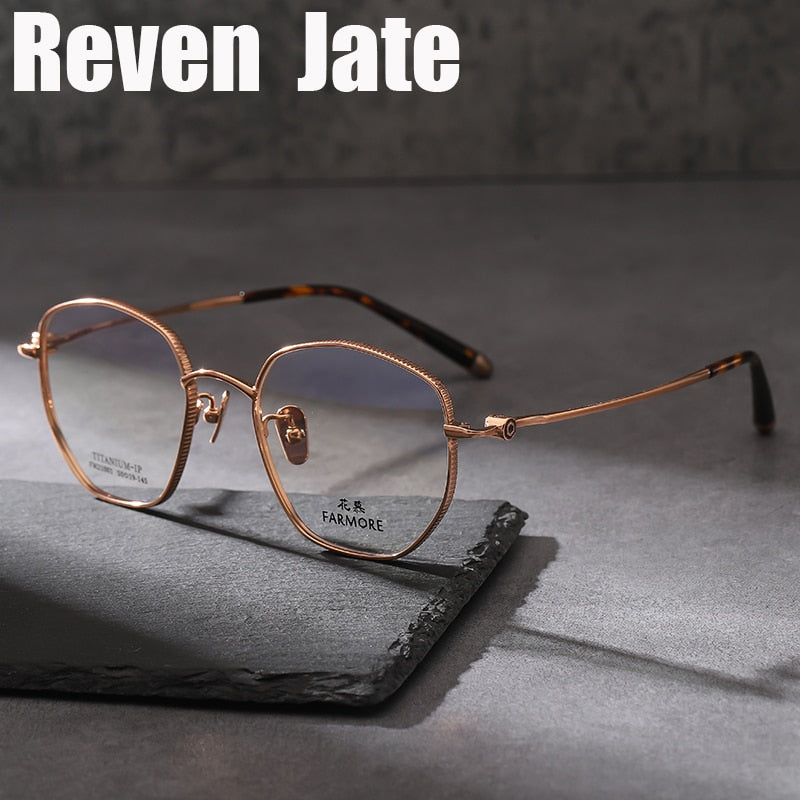 Reven Jate Unisex Full Rim Polygon Square Titanium Eyeglasses Fm21001 Full Rim Reven Jate   