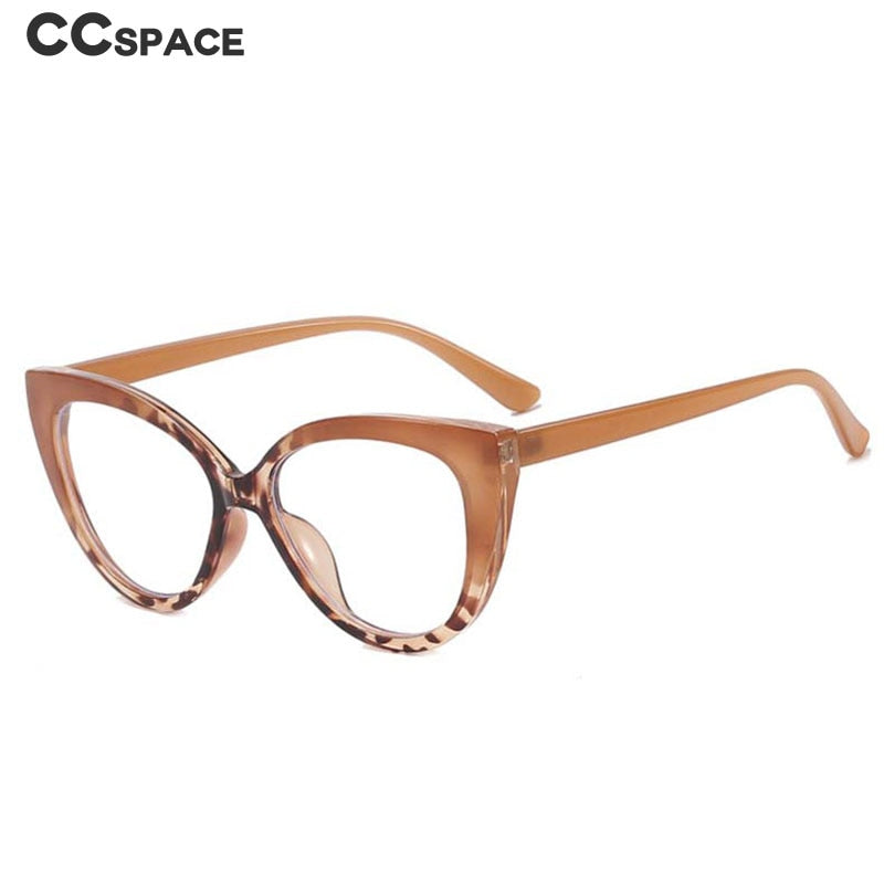 CCSpace Women's Full Rim Oversize Cat Eye Tr 90 Titanium Frame Eyeglasses 54570 Full Rim CCspace   