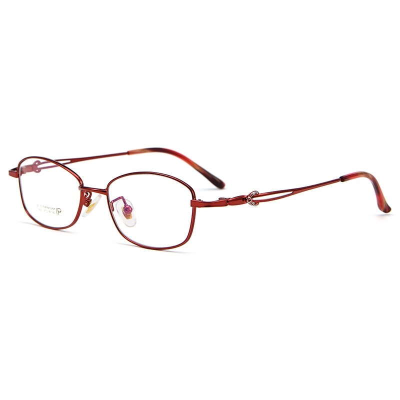 Yimaruili Women's Full Rim Square Titanium Alloy 3531ti Full Rim Yimaruili Eyeglasses Wine Red  