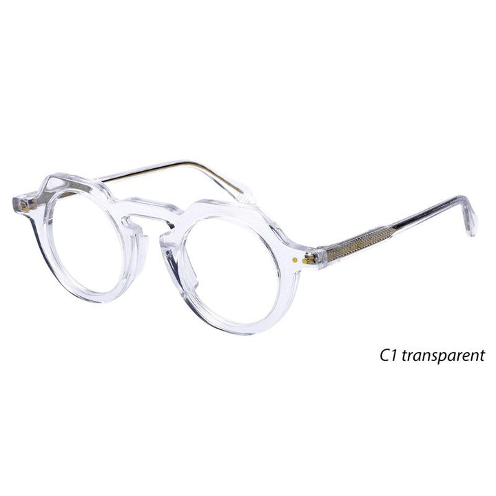 CCSpace Unisex Full Rim Round Acetate Eyeglasses 55286 Full Rim CCspace Clear China 