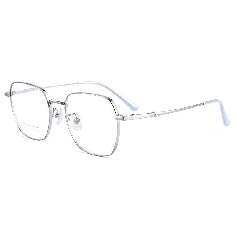 Handoer Men's Full Rim Irregular Square Titanium Eyeglasses K5058bsf Full Rim Handoer silver  