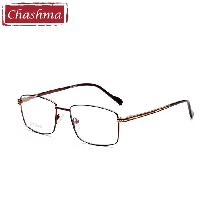 Chashma Ottica Men's Full Rim Square Titanium Eyeglasses 9205 Full Rim Chashma Ottica Coffee  