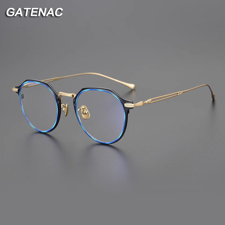 Gatenac Unisex Full Rim Octagonal Titanium Eyeglasses Gxyj1123 Full Rim Gatenac   