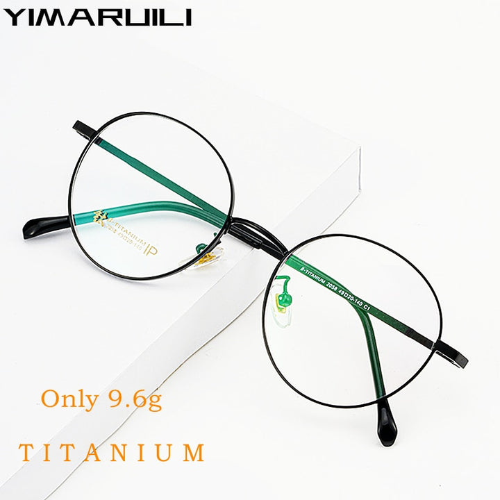 Yimaruili Unisex Full Rim Round Titanium Eyeglasses 2058 Full Rim Yimaruili Eyeglasses   