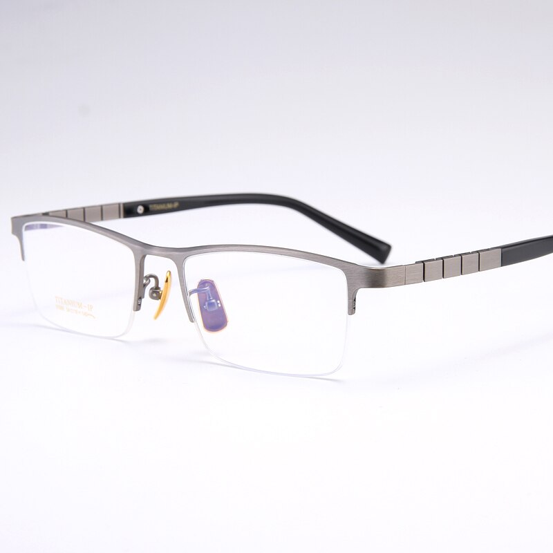 Bclear Men's Semi Rim Square Titanium Eyeglasses My91068 Semi Rim Bclear Gray  