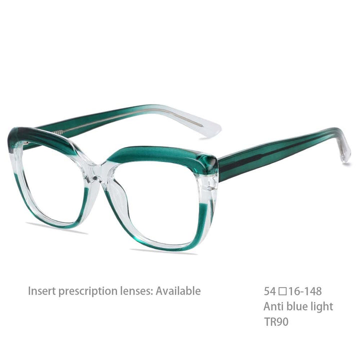 CCSpace Full Rim Square Tr 90 Titanium Frame Eyeglasses 54194 Full Rim CCspace China Green 