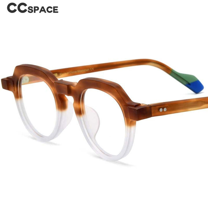 CCSpace Unisex Full Rim Irregular Round Acetate Eyeglasses 54702 Full Rim CCspace   