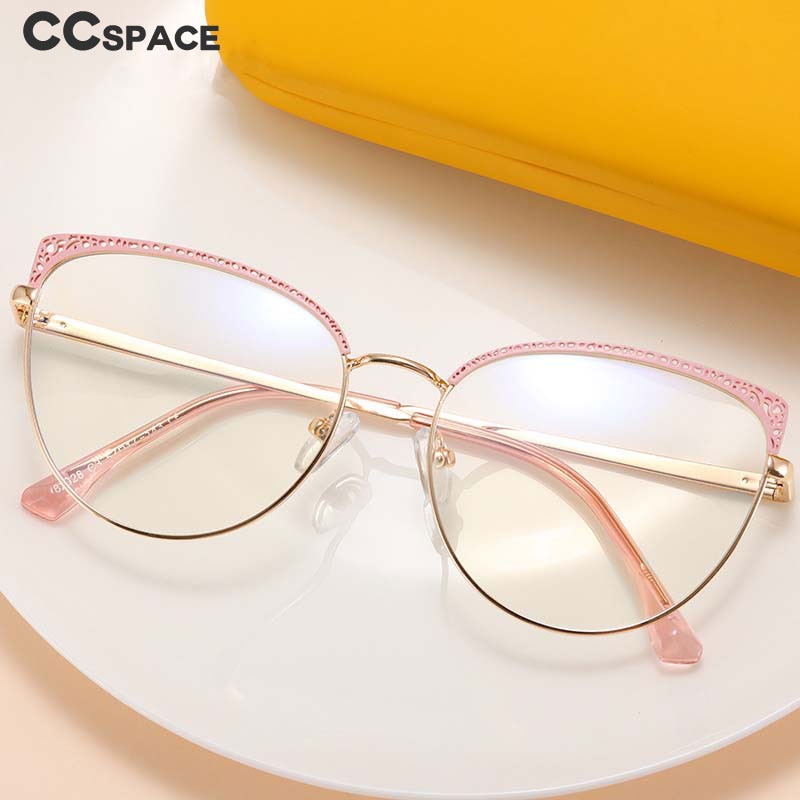 CCSpace Unisex Full Rim Round Cat Eye Tr 90 Stainless Steel Eyeglasses 54636 Full Rim CCspace   