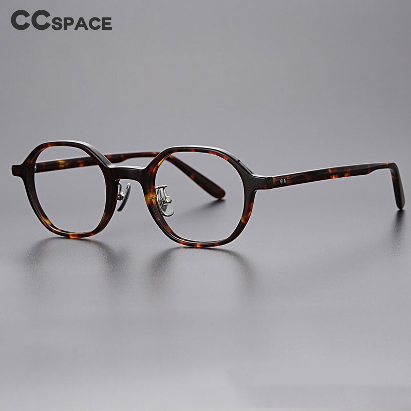 CCSpace Unisex Full Rim Square Round Acetate Eyeglasses 55672 Full Rim CCspace Tortoiseshell China 