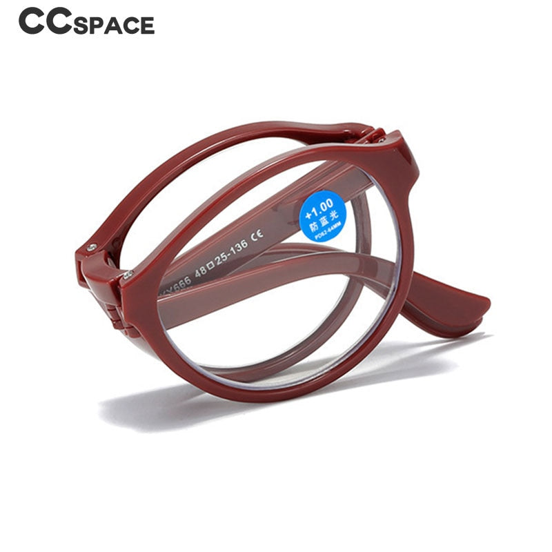 CCspace Unisex Full Rim Round Foldable Acetate Reading Glasses 55502 Reading Glasses CCspace   