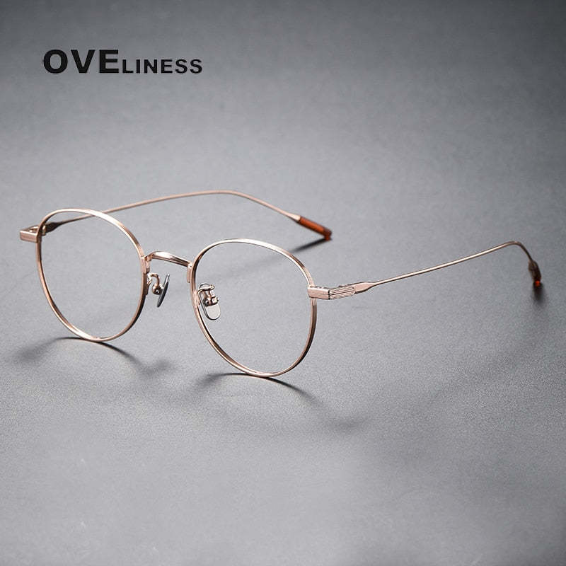 Oveliness Unisex Full Rim Round Titanium Eyeglasses 80804 Full Rim Oveliness rose gold  