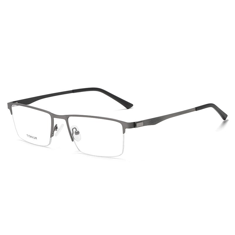 Reven Jate Unisex Semi Rim Square Titanium Eyeglasses P9867 Semi Rim Reven Jate grey  