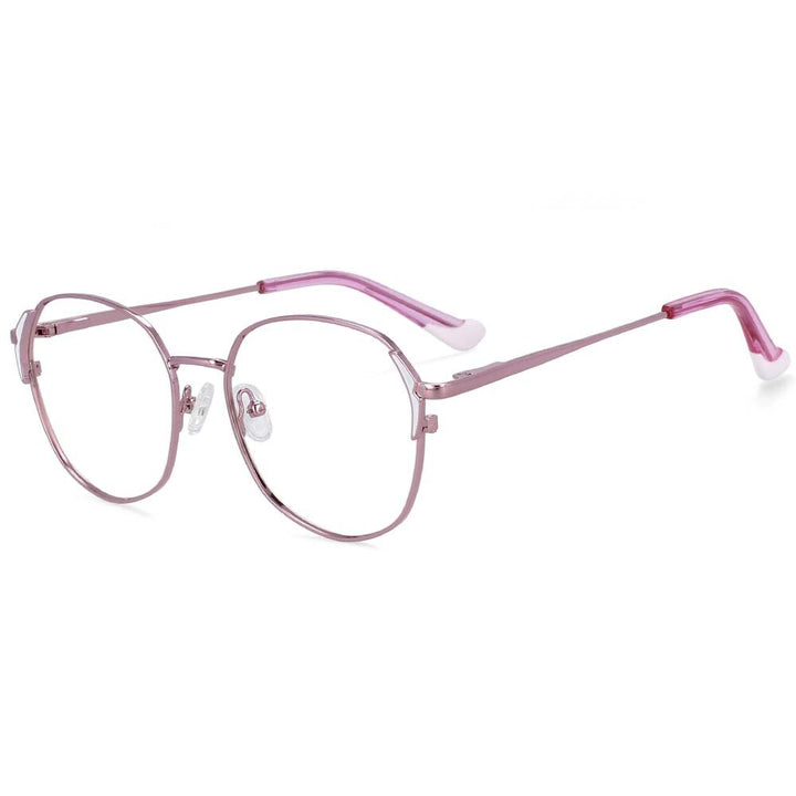 CCSpace Women's Full Rim Round Oval Alloy Frame Eyeglasses 54318 Full Rim CCspace China C6pink-white 
