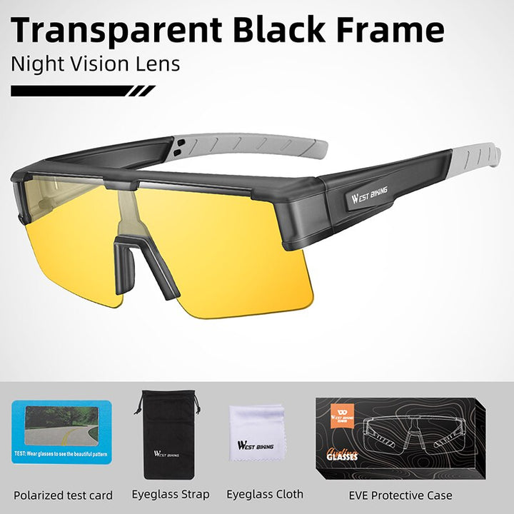 West Biking Unisex Semi Rim Fit Over Myopic Polarized Sunglasses Yp0703144-146 Sunglasses West Biking Night Vision Gray  