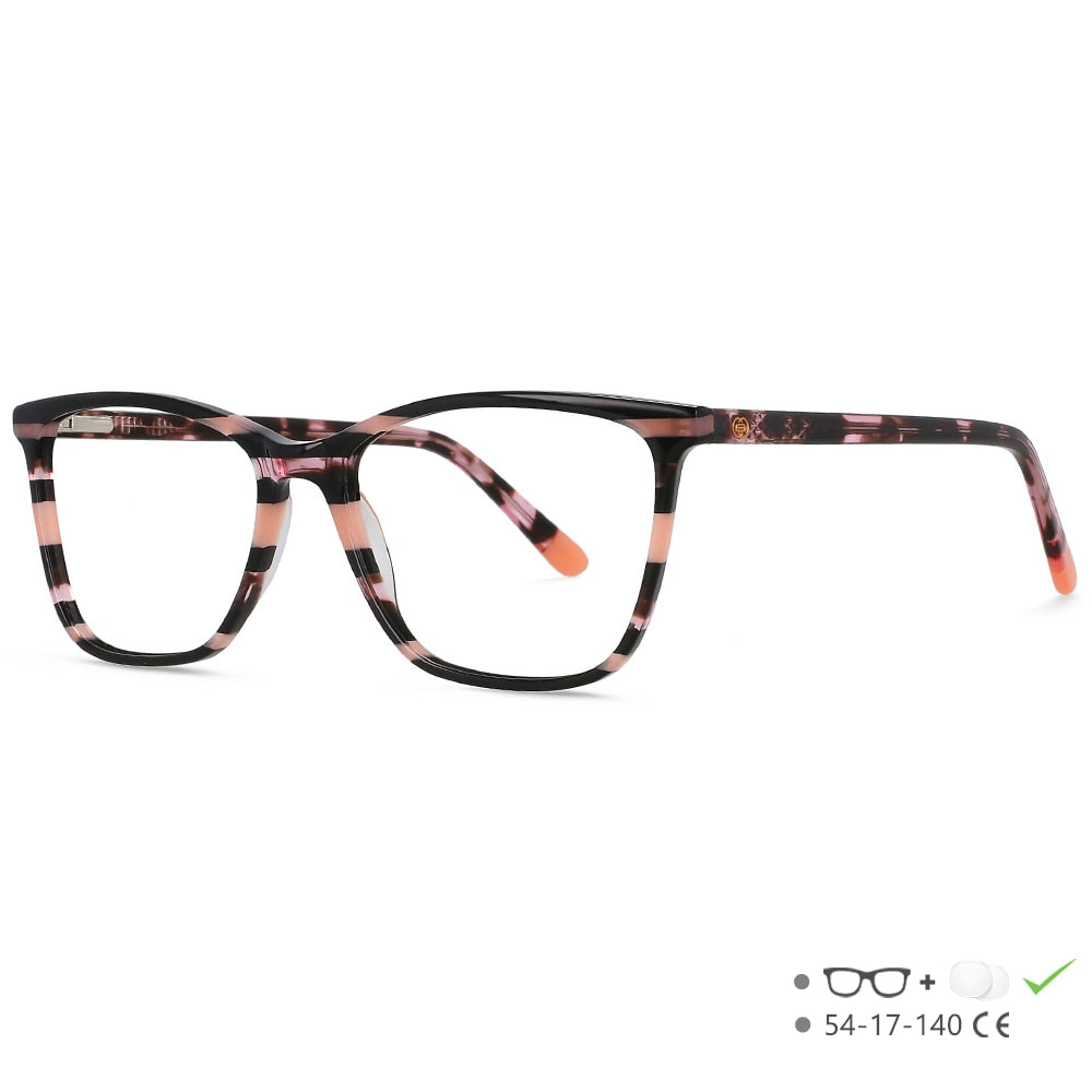 CCspace Unisex Full Rim Square Cat Eye Acetate Eyeglasses 55567 Full Rim CCspace Pink China 