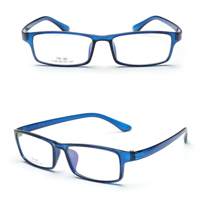 Cubojue Unisex Full Rim 155mm Oversized Square Tr 90 Titanium Myopic Reading Glasses Reading Glasses Cubojue no function lens 0 blue 