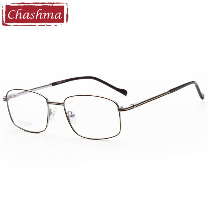 Chashma Ottica Men's Full Rim Irregular Square Titanium Eyeglasses 9199 Full Rim Chashma Ottica Silver Brown  
