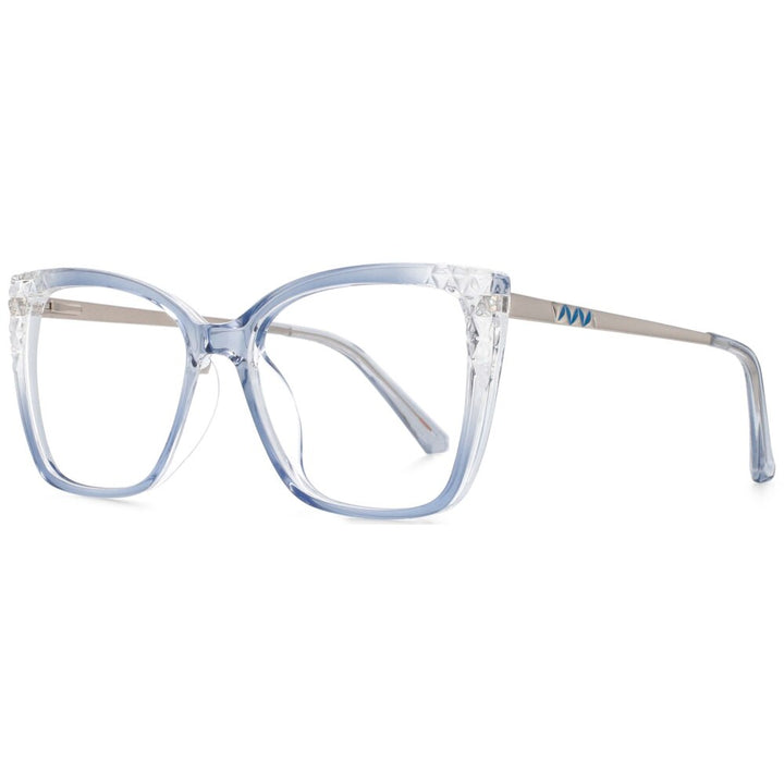 CCSpace Women's Full Rim Square Cat Eye Tr 90 Titanium Frame Eyeglasses 53715 Full Rim CCspace blue  