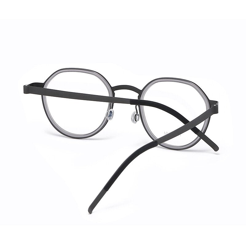Zirosat Unisex Full Rim Irregular Round Titanium Acetate Eyeglasses 9759 Full Rim Zirosat   